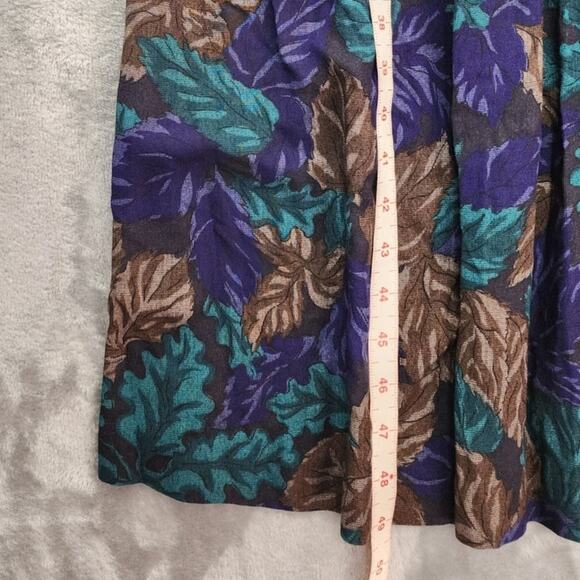 Vintage Patty O'Neil Dress Womens 8 Green Purple Floral Leaves Rayon Suede - Picture 10 of 11
